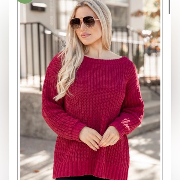 Burgundy Chenille Oversized Boat Neck Sweater Small - Picture 1 of 6